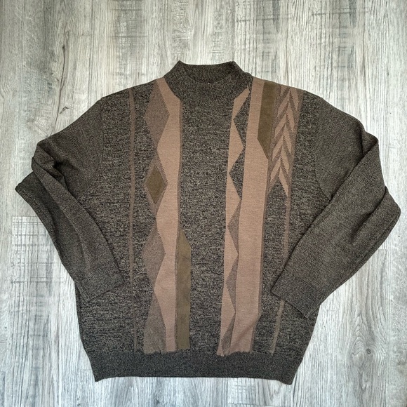 Vintage Protege Men's Geometric Pattern Sweater - Brown Sz XL - Picture 1 of 8